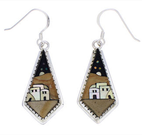 Native American Pueblo Village Design Multicolor Earrings FX31333